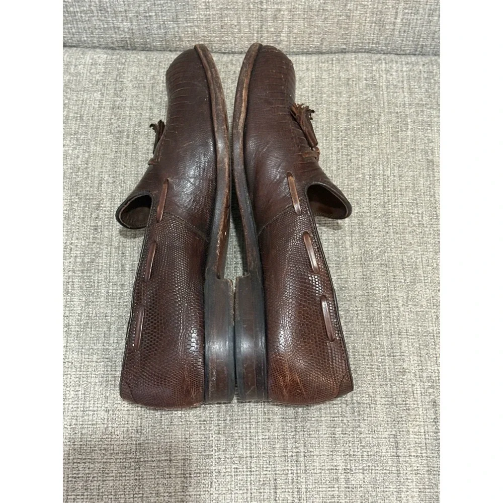 Vintage FootJoy‎ Classics Lizard Skin Tassel Loafers Brown Men's Size 9.5D